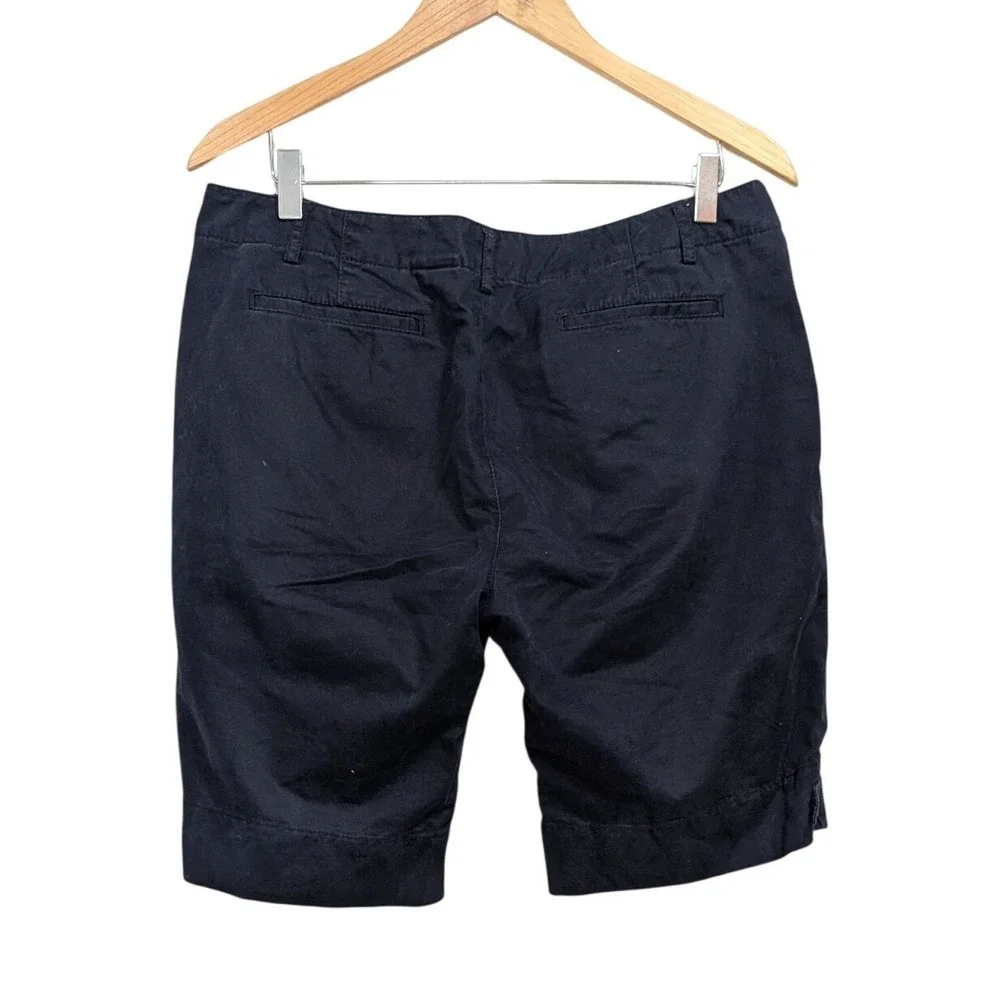 Eddie Bauer Vashon Fit Shorts Navy Blue 100% Baumwoole Button Tab Hem - 10
